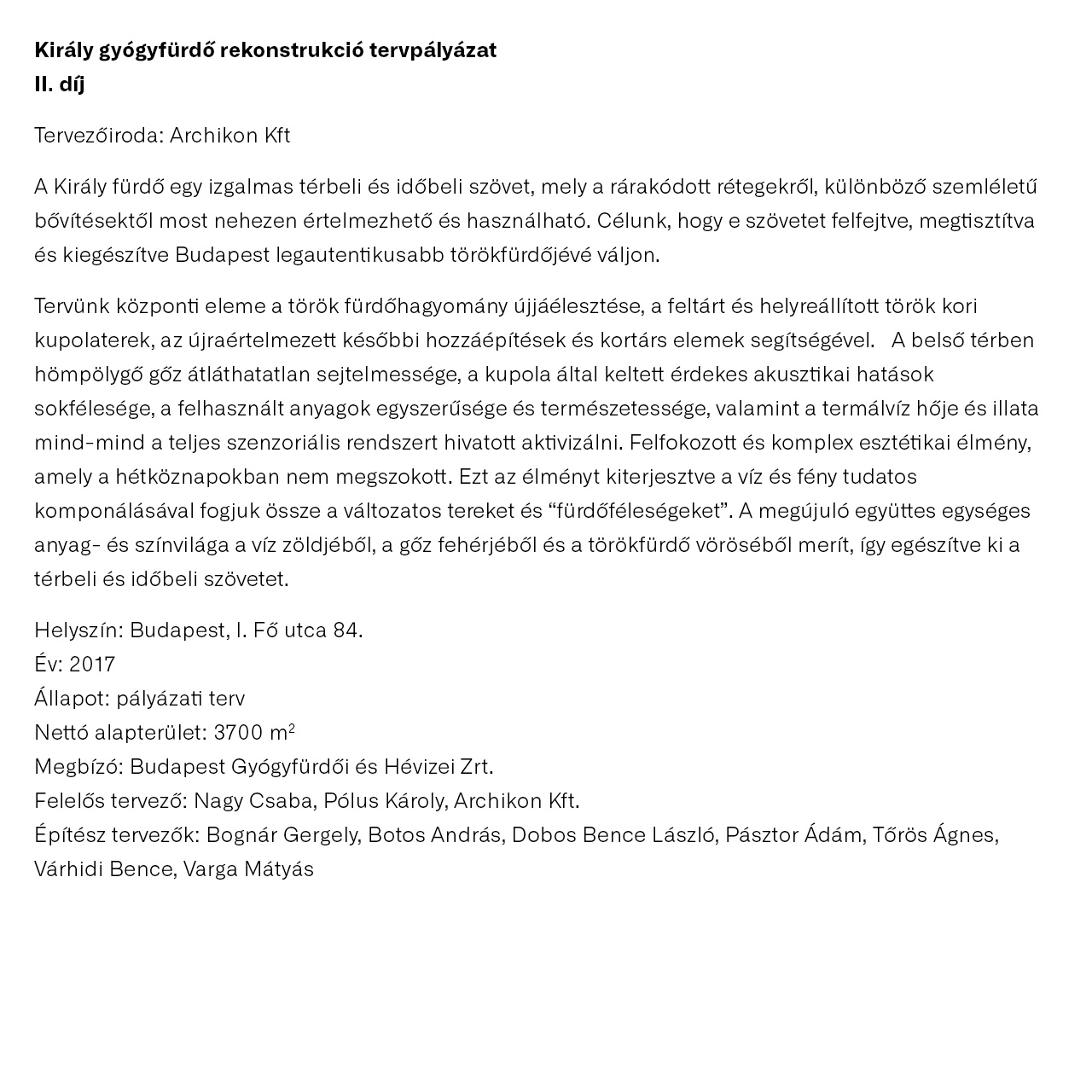 Király fürdő rekonstrukció pályázat