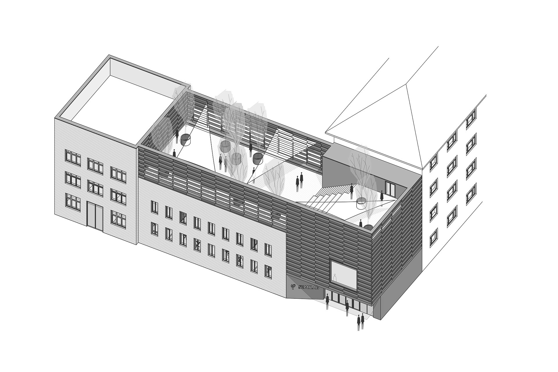 Semilab irodaház fogadóépület átalakítás, Budapest